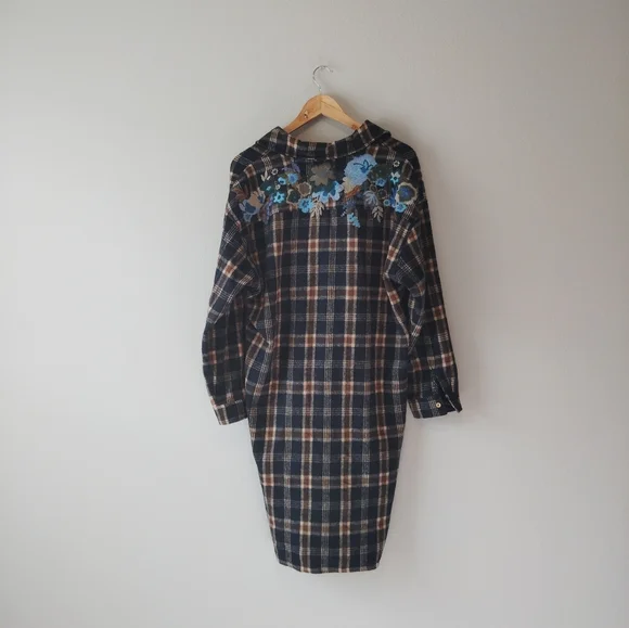 Paparazzi Plaid Flannel Shirt Dress - Picture 2 of 7